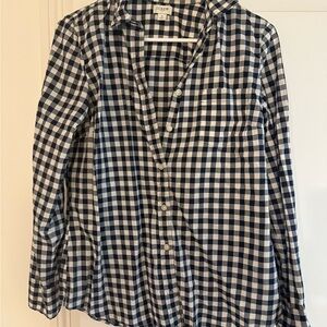 J. Crew Navy and White Gingham Shirt